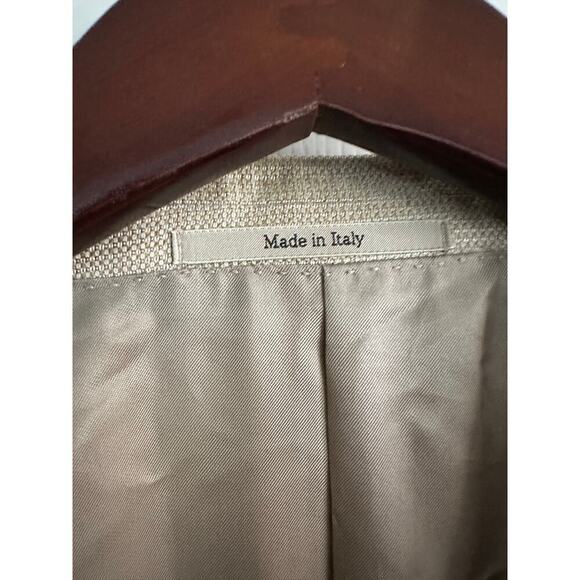 Ermenegildo Zegna Men's Beige Wool and silk Double Breasted Blazer Coat Size 54 - Picture 4 of 11
